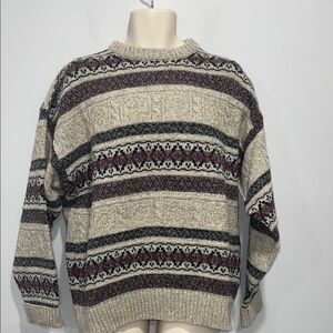 Vintage INC International Concepts Crewneck Sweater fair isle wool men size XL